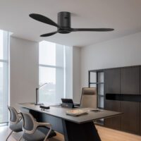 Fan Solent Hugger Black with Remote, No Light