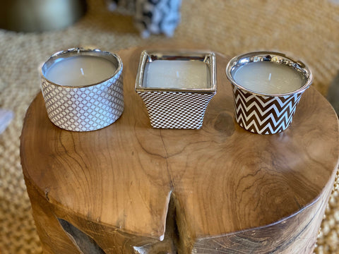 White & Grey Candles Set of 3