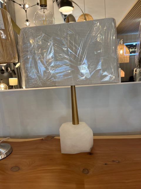 Table Lamp Alabaster And Gold Finish With Shade