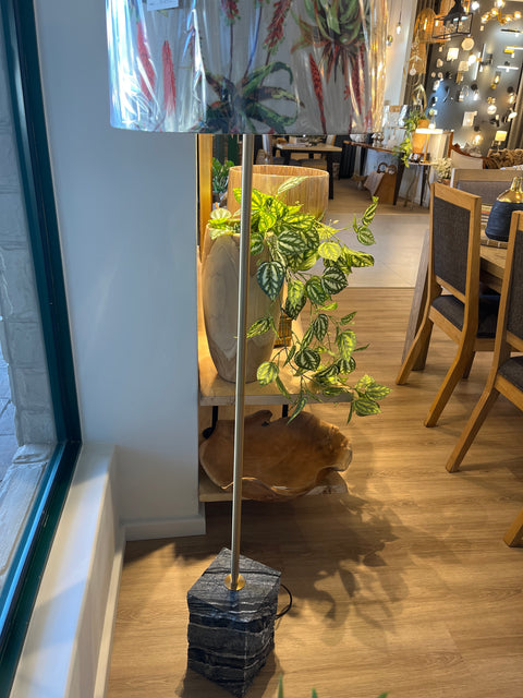 Floor Lamp Bronze With Black Marble
