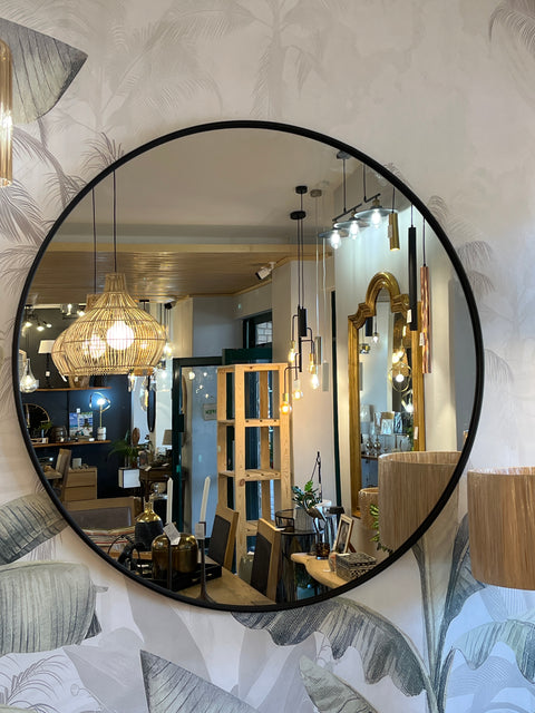 Large Round Black Mirror