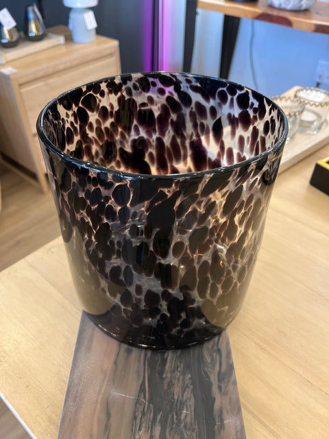 Glass Vase/Hurricane Black Speckle