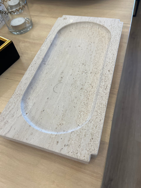 Marble Tray Rectangle Rounded Groove Inside