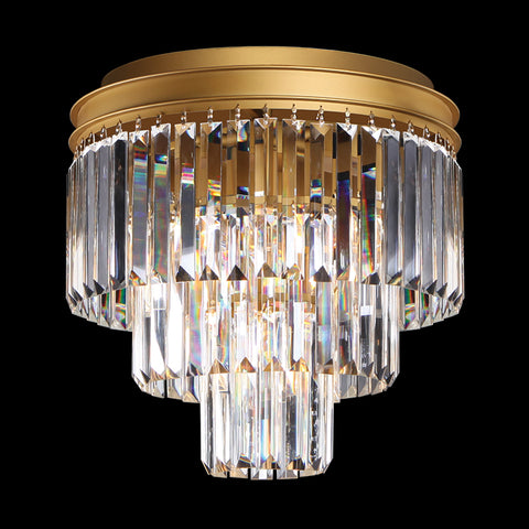 Satin Gold & Crystal Tier Ceiling Fitting