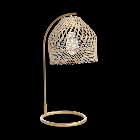 Table Lamp Rattan with Satin Gold