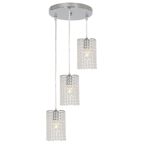 Polished Chrome Pendant with Clear Acrylic Crystals
