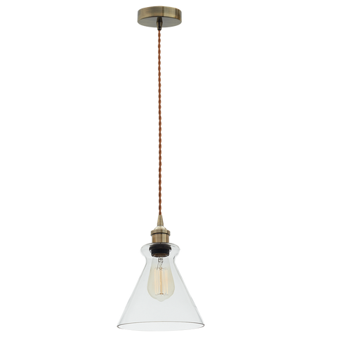 Pendant Clear with Brown Cable
