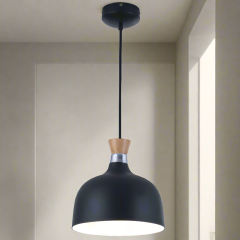 Pendant Dome Metal and Wood