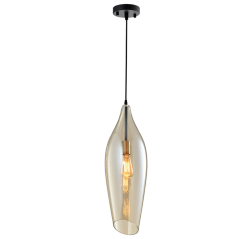 Pendant Angled Bottom Amber Glass Large