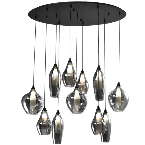 Pendant Cluster 11 Light Smoke Glass