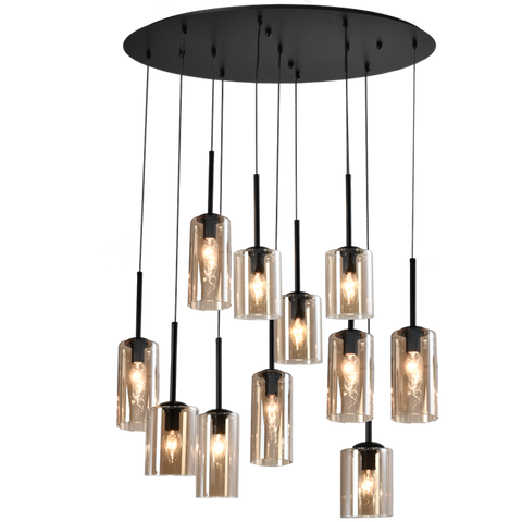 Pendant Cluster 11 Light Amber Glass