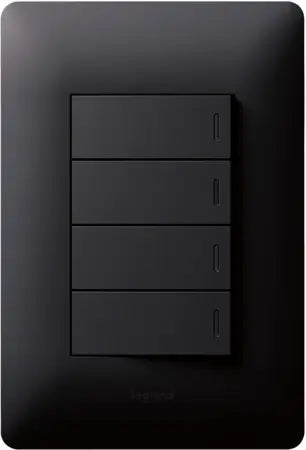 Legrand Ysalis 4x2 4 Lever 1 way Black
