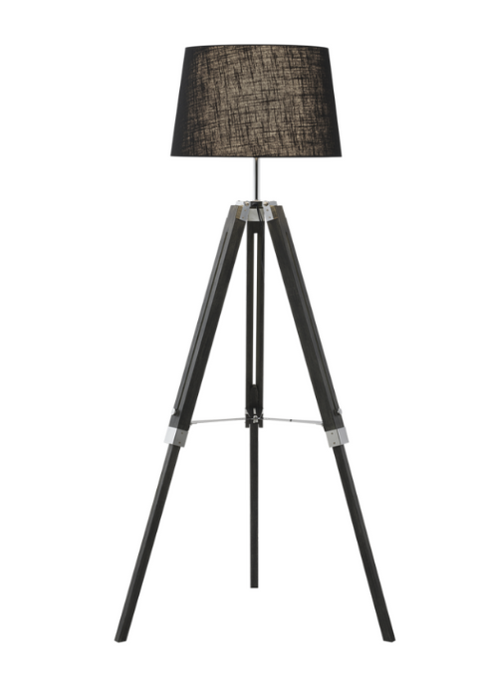 Floor Lamp Wood & Polished Chrome incl. Shade