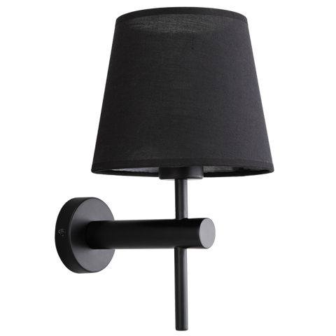 Wall Light Metal Black, Fabric Shade