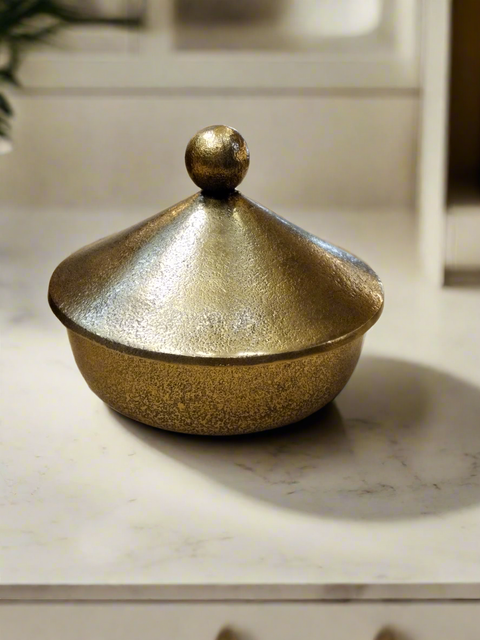 Box with Lid Shiny Brass Finish Small