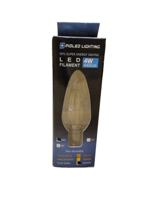 LED Clear Filament Candle 4W SES CW