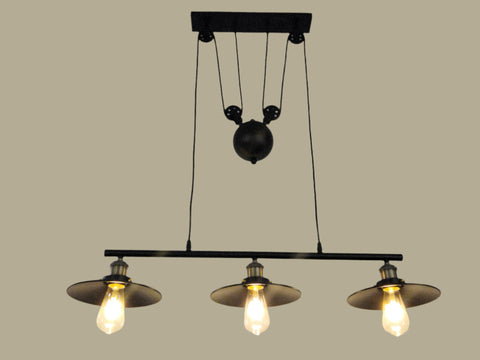 Pendant Rustic Trio with Pulley Cord