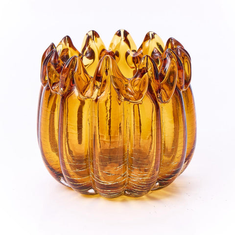 Candle Holder Glass Small Brown