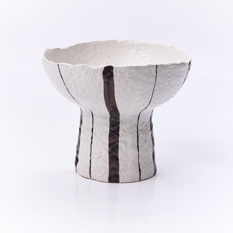 Bowl on Base White & Black Stripe