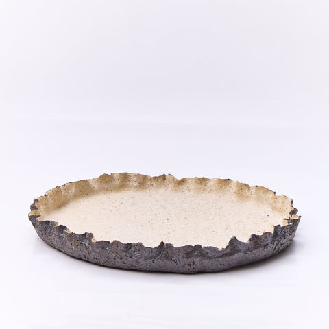 Tray Hand Painted Brown & Cream