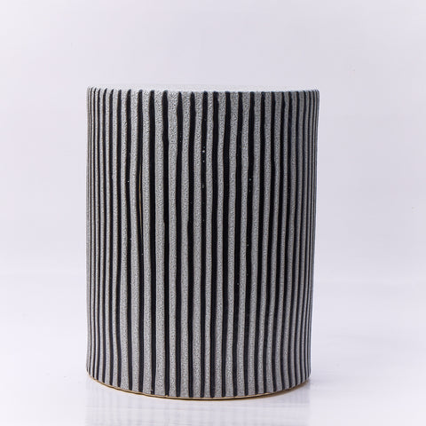 Footstool Stripes Black&Grey
