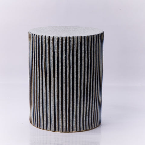 Footstool Stripes Black&Grey