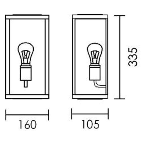 Outdoor Wall Light  Rubik 60W Clear Glass Black