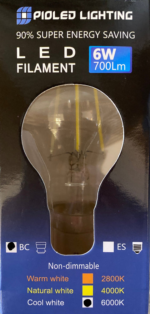 LED Filament Clear A55 6W B22 CW