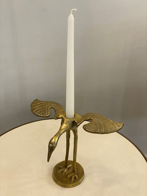 Candle Holder Bird In Brass