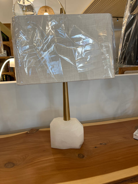 Table Lamp Alabaster And Gold Finish With Shade