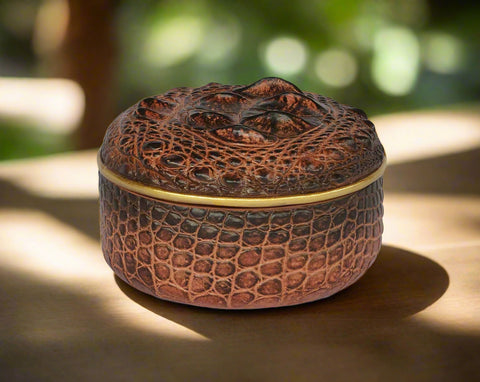 Crocodile Brown Box Round