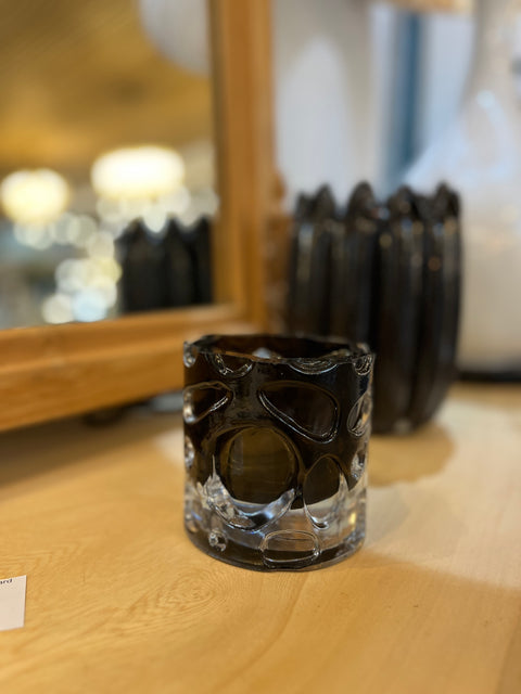 T-Light with Shapes Glass Brown