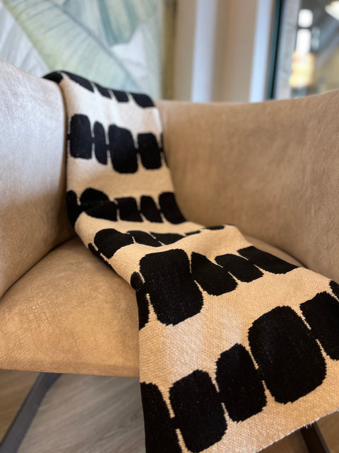 Throw Small 100% Cotton Black&Natural