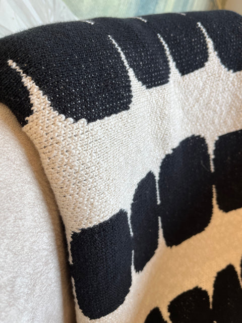 Throw Small 100% Cotton Black&Natural