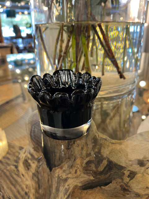 T-Light with Edges Glass Black