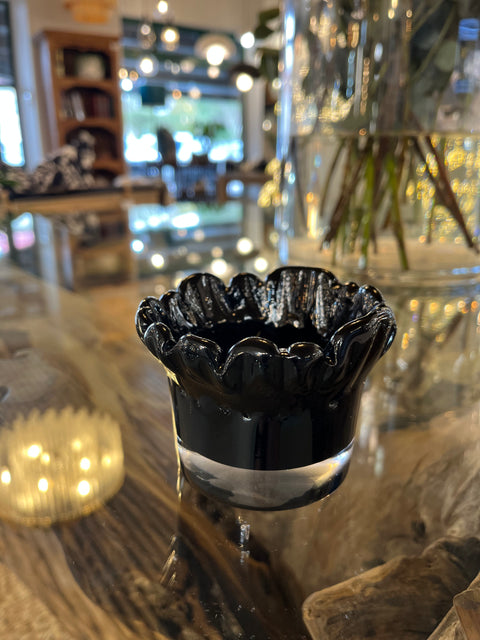 T-Light with Edges Glass Black