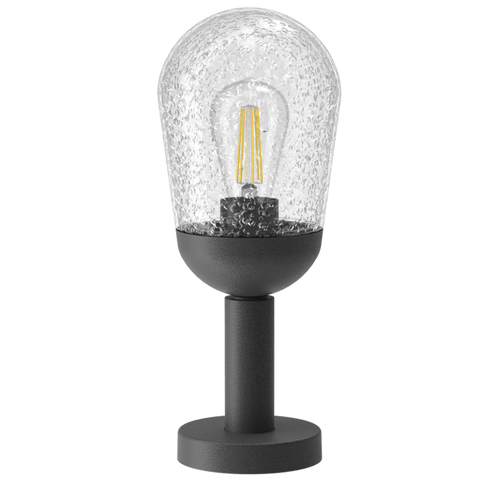 Aluminium Pillar Lantern with Clear Speckled Glass