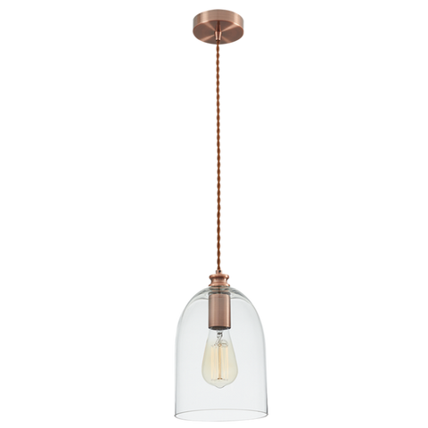 Red Bronze Cord Pendant with Clear Glass