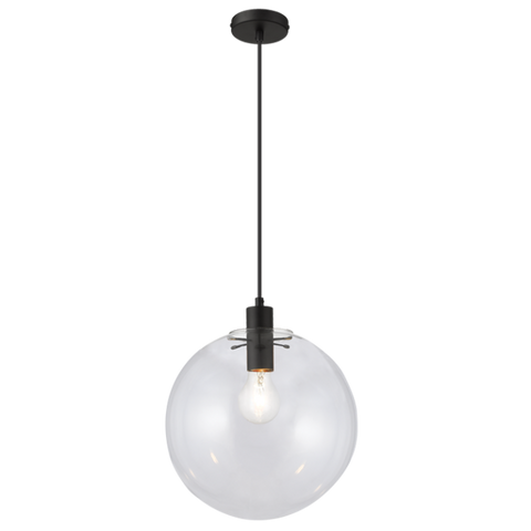 Black Metal Pendant with Clear Glass