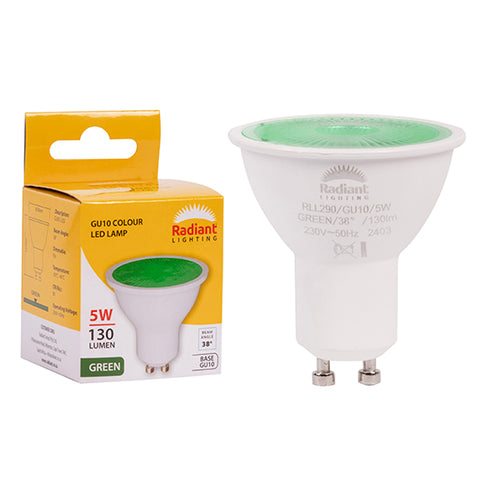 5W GU10 Coloured LED Green