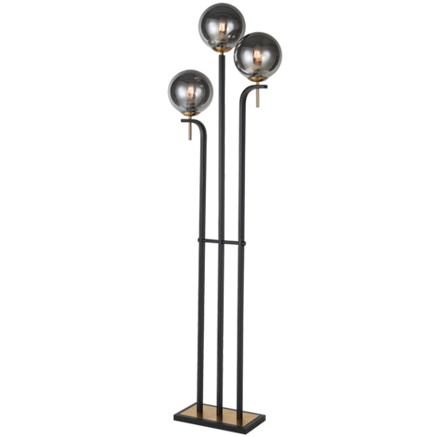 Floor Lamp with 3 Light Smoke Glass