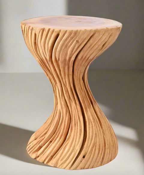 Narrow Waisted Carved Side Table/Stool