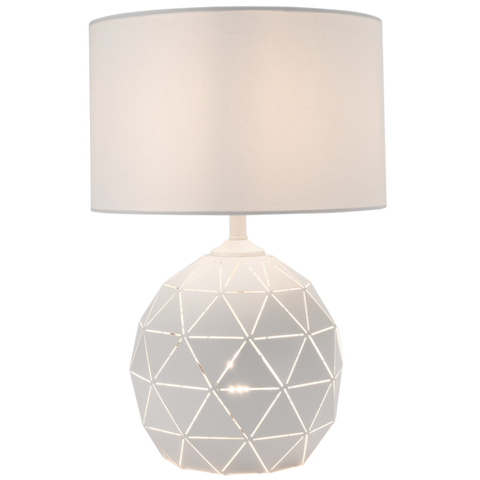 White Metal Table Lamp with Fabric Shade