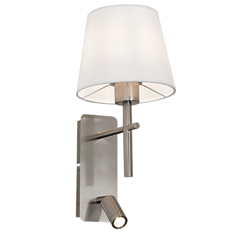 Wall Light Metal Satin, Fabric Shade and Spot Light