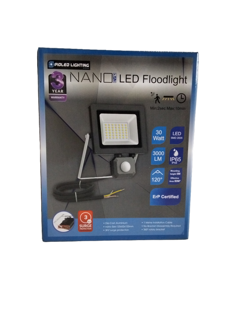 LED Flood Nano 30W Sensor CW Pioled 6000K