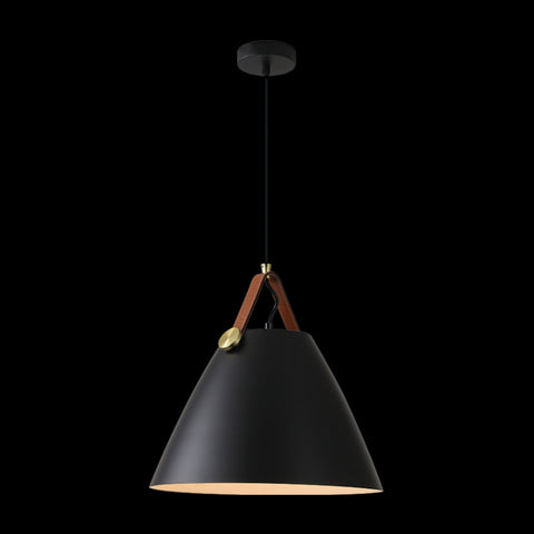Large Leather & Iron Cone Pendant