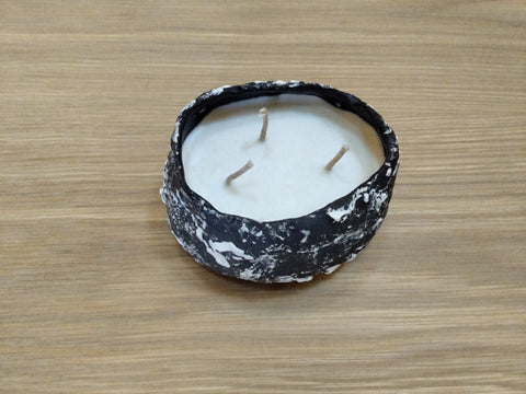 3 Wick Black & White Textured Candle