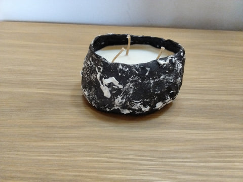 3 Wick Black & White Textured Candle